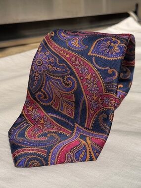 Lord R Colton Studio Tie Colorful Peacock Paisley Woven Silk Necktie  New 5 Ft